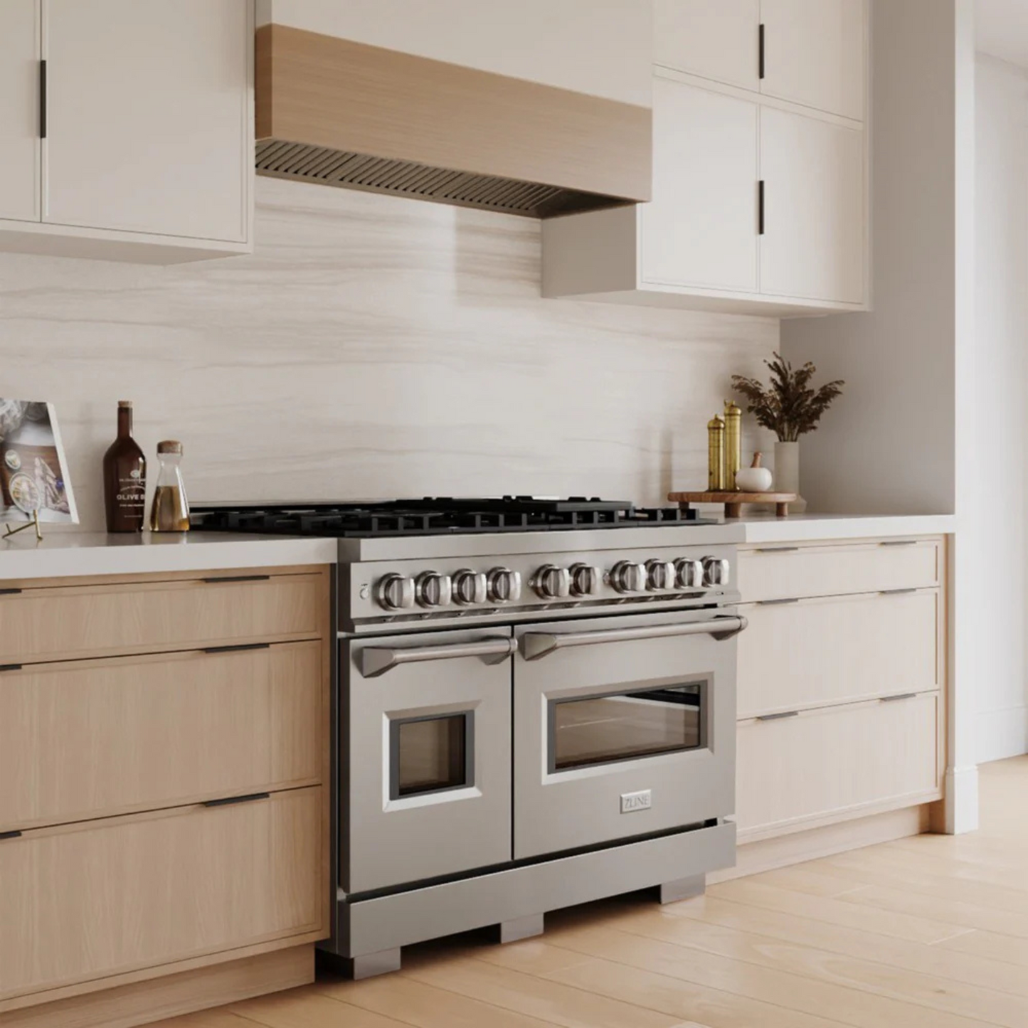 ZLINE 48 in. 6.7 cu. ft. Classic Double Oven Gas Range with 8 Burner Cooktop in Stainless Steel