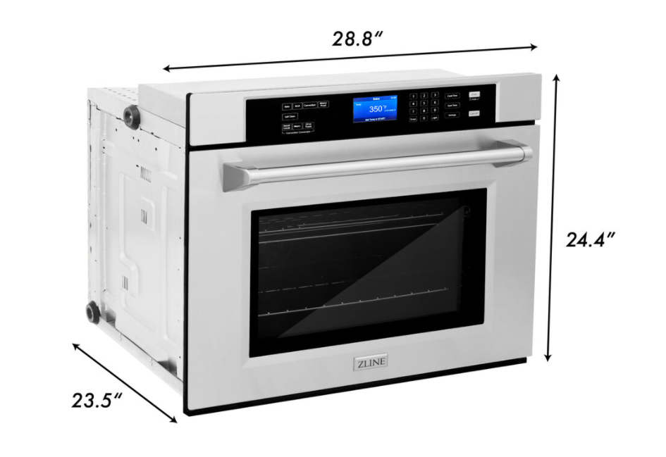 ZLINE STAINLESS STEEL 30 IN. BUILT-IN CONVECTION MICROWAVE OVEN AND 30 IN. SINGLE WALL OVEN WITH SELF CLEAN (2KP-MW30-AWS30)