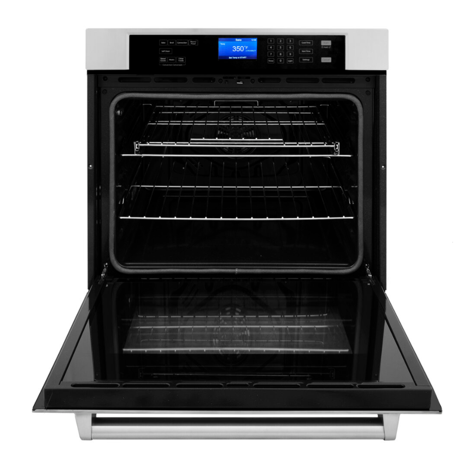 ZLINE STAINLESS STEEL 30 IN. BUILT-IN CONVECTION MICROWAVE OVEN AND 30 IN. SINGLE WALL OVEN WITH SELF CLEAN (2KP-MW30-AWS30)