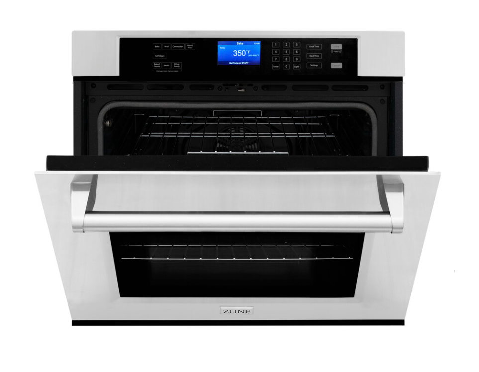 ZLINE STAINLESS STEEL 30 IN. BUILT-IN CONVECTION MICROWAVE OVEN AND 30 IN. SINGLE WALL OVEN WITH SELF CLEAN (2KP-MW30-AWS30)