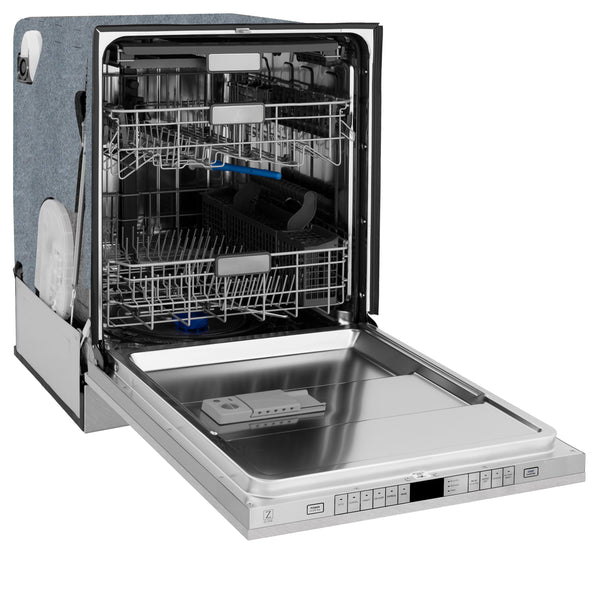 DWMTZ-SN-24-G ZLINE AUTOGRAPH EDITION 24" 3RD RACK TOP TOUCH CONTROL TALL TUB DISHWASHER IN DURASNOW STAINLESS STEEL WITH GOLD ACCENT HANDLE, 45DBA (DWMTZ-SN-24)