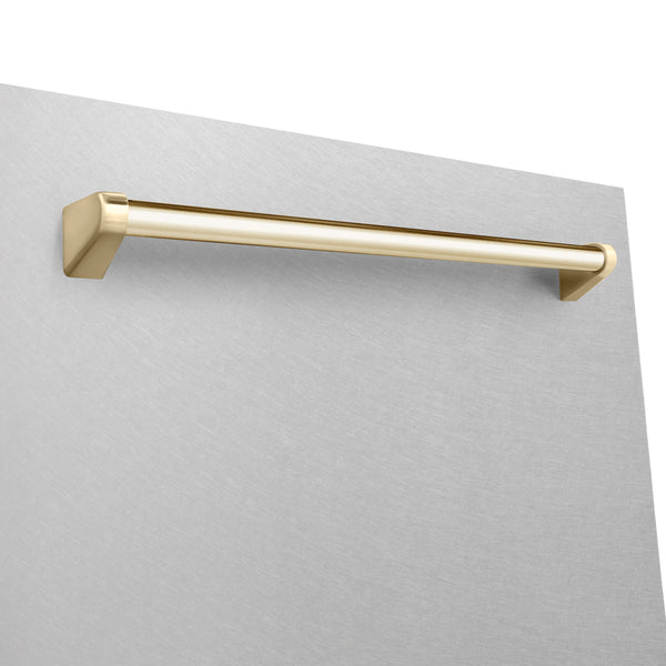 DWMTZ-SN-24-G ZLINE AUTOGRAPH EDITION 24" 3RD RACK TOP TOUCH CONTROL TALL TUB DISHWASHER IN DURASNOW STAINLESS STEEL WITH GOLD ACCENT HANDLE, 45DBA (DWMTZ-SN-24)