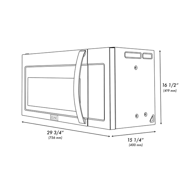ZLINE MWO-OTR-30-BS Z LINE 30" OVER THE RANGE CONVECTION MICROWAVE OVEN IN BLACK STAINLESS STEEL