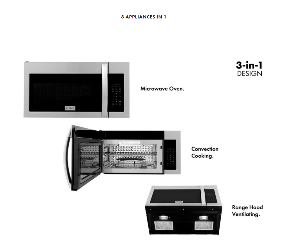 MWO-OTR-30 ZLINE OVER THE RANGE CONVECTION MICROWAVE OVEN WITH MODERN HANDLE AND COLOR OPTIONS (MWO-OTR)