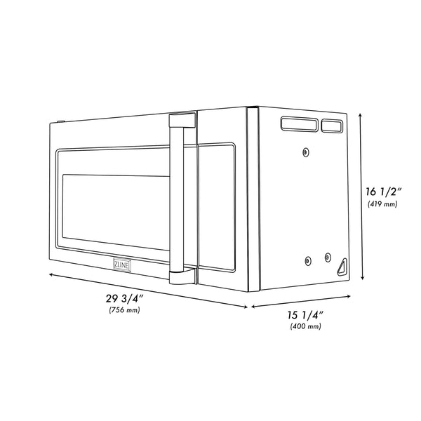 MWO-OTR-H-30 ZLINE 30 IN. OVER THE RANGE CONVECTION MICROWAVE OVEN WITH TRADITIONAL HANDLE AND COLOR OPTIONS (MWO-OTR-H)