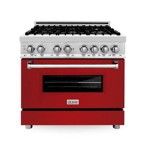 ZLINE 36 in. 4.6 cu. ft. Legacy Dual Fuel Range with 6 Burner Gas Cooktop and Electric Convection Oven (RA)