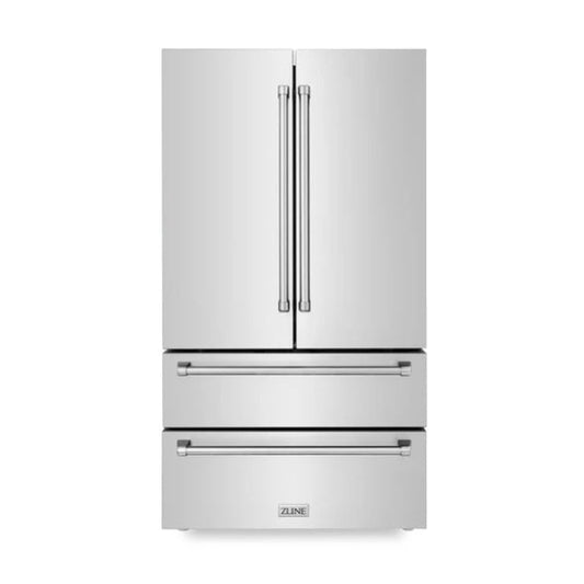 ZLINE 36" 22.5 CU. FT FREESTANDING FRENCH DOOR REFRIGERATOR WITH ICE MAKER IN FINGERPRINT RESISTANT STAINLESS STEEL (RFM-36)