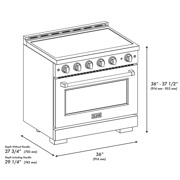 ZLINE Autograph Edition Paramount Induction Range with Element Cooktop and Electric Convection Oven in Satin Stainless Steel with Champagne Bronze Accents (SINRSZ)