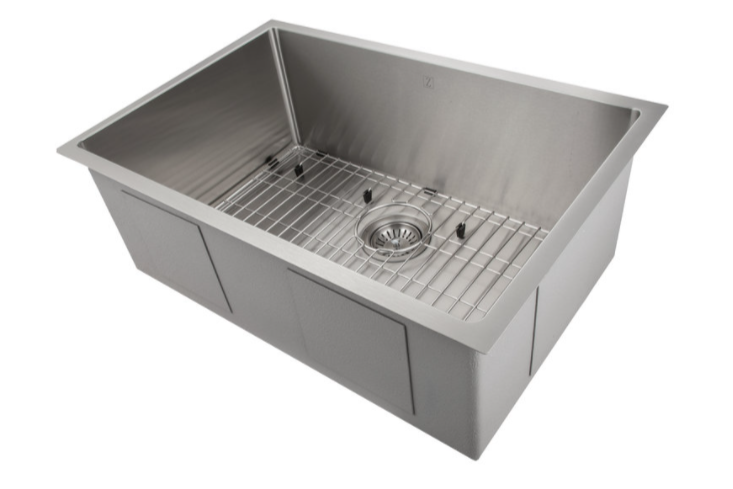 ZLINE 30" MERIBEL UNDERMOUNT SINGLE BOWL STAINLESS STEEL KITCHEN SINK WITH BOTTOM GRID (SRS-30)