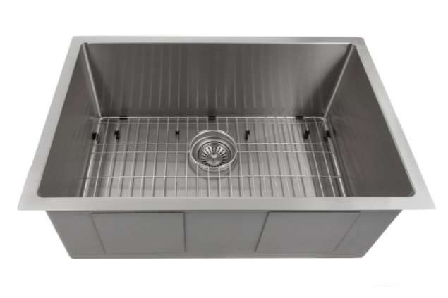 ZLINE 30" MERIBEL UNDERMOUNT SINGLE BOWL STAINLESS STEEL KITCHEN SINK WITH BOTTOM GRID (SRS-30)