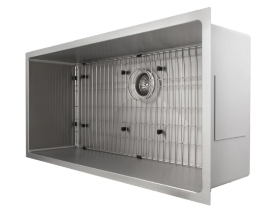 ZLINE 33" MERIBEL UNDERMOUNT SINGLE BOWL STAINLESS STEEL KITCHEN SINK WITH BOTTOM GRID (SRS-33)