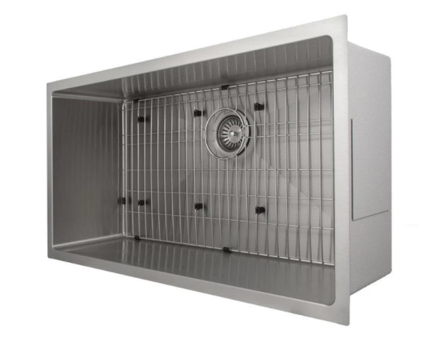 ZLINE 36" MERIBEL UNDERMOUNT SINGLE BOWL STAINLESS STEEL KITCHEN SINK WITH BOTTOM GRID (SRS-36)