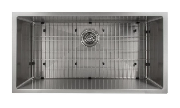 ZLINE 36" MERIBEL UNDERMOUNT SINGLE BOWL STAINLESS STEEL KITCHEN SINK WITH BOTTOM GRID (SRS-36)
