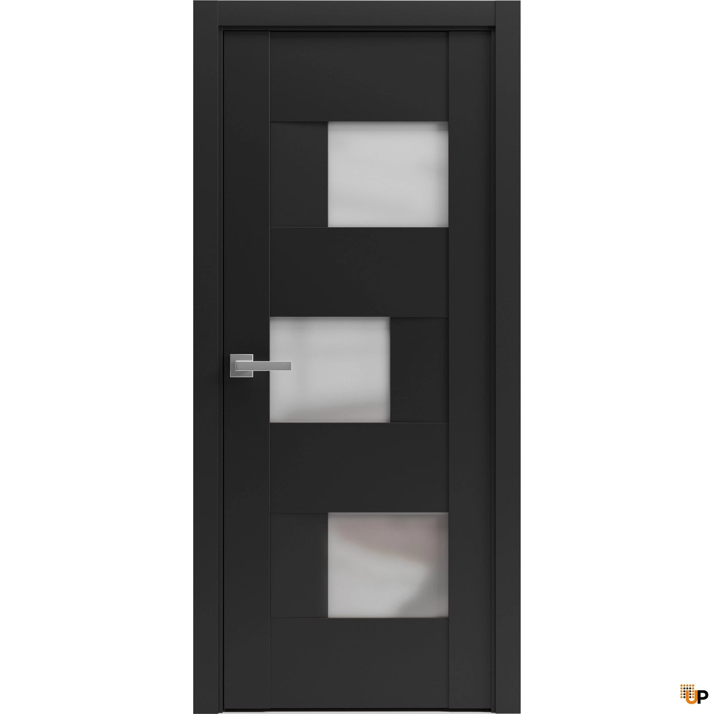 Sete 6933 Black Matte | Modern interior swing door with frosted glass