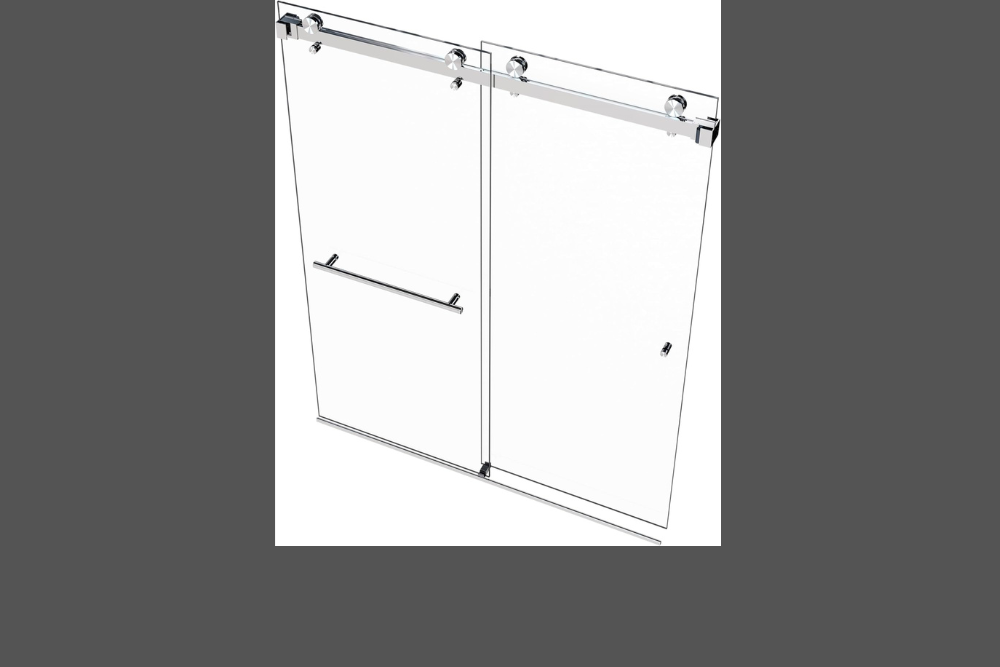 VITRA-200 56.5-59" W x 78" H Twinglide Frameless Shower Door w/ 3/8" Clear Tempered Glass (Chrome)