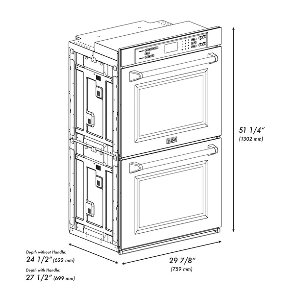 WADS-30 ZLINE 30 IN. PROFESSIONAL TRUE CONVECTION DOUBLE WALL OVEN WITH AIR FRY AND SELF CLEAN IN DURASNOW� STAINLESS STEEL