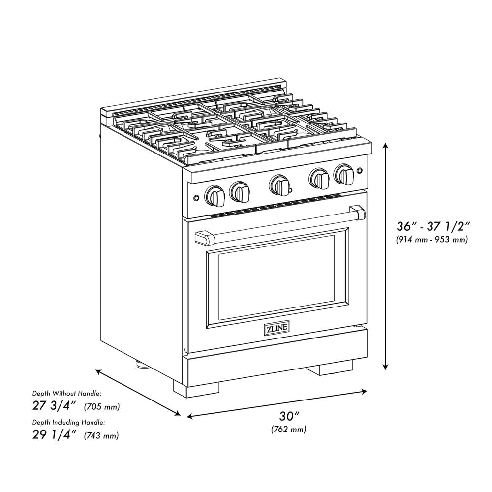 ZLINE Autograph Edition 30 in. 4.2 cu. ft. Paramount Induction Range with 4 Element Cooktop and Electric Convection Oven in Satin Stainless Steel with Champagne Bronze Accents (SINRSZ-30-CB)