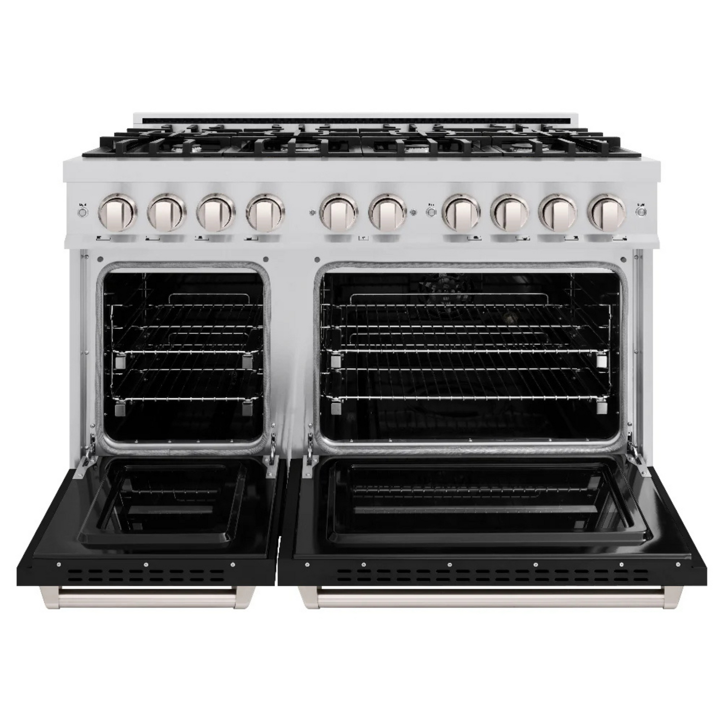 ZLINE 48 in. 6.7 cu. ft. Classic Double Oven Gas Range with 8 Burner Cooktop in Stainless Steel