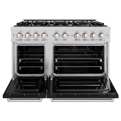 ZLINE 48 in. 6.7 cu. ft. Classic Double Oven Gas Range with 8 Burner Cooktop in Stainless Steel