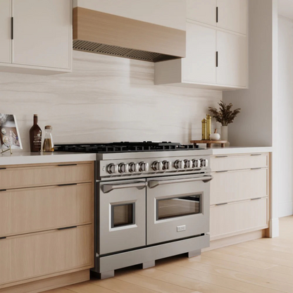 ZLINE 48 in. 6.7 cu. ft. Classic Double Oven Gas Range with 8 Burner Cooktop in Stainless Steel