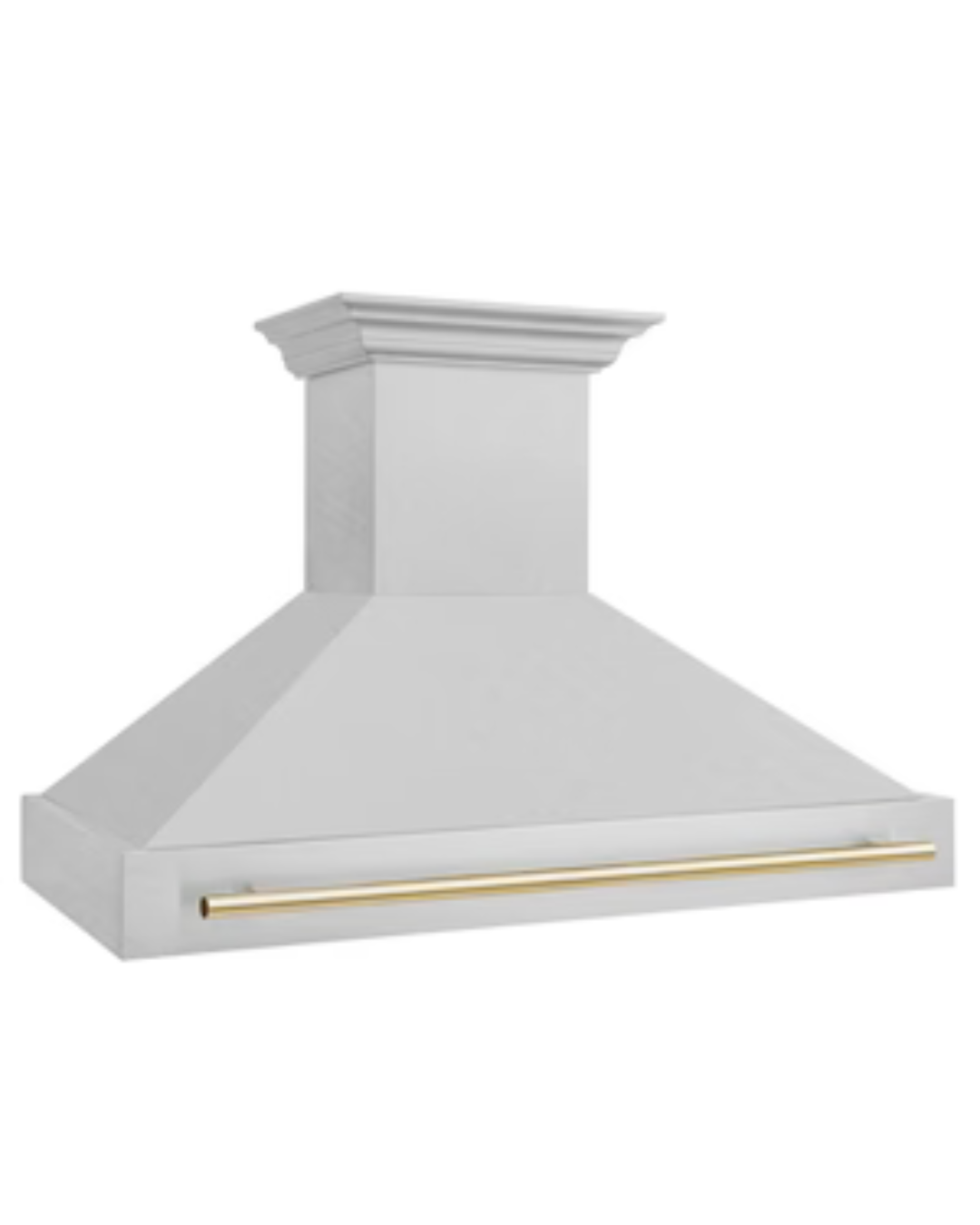 ZLINE Autograph Edition 48 in. Satin Stainless Steel Wall Mount Range Hood with Polished Gold Handle (8654SNZ-48-G)