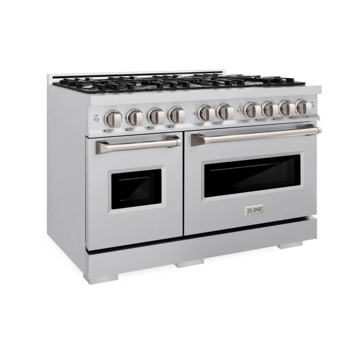 ZLINE 48 in. 6.7 cu. ft. Classic Double Oven Gas Range with 8 Burner Cooktop in Stainless Steel