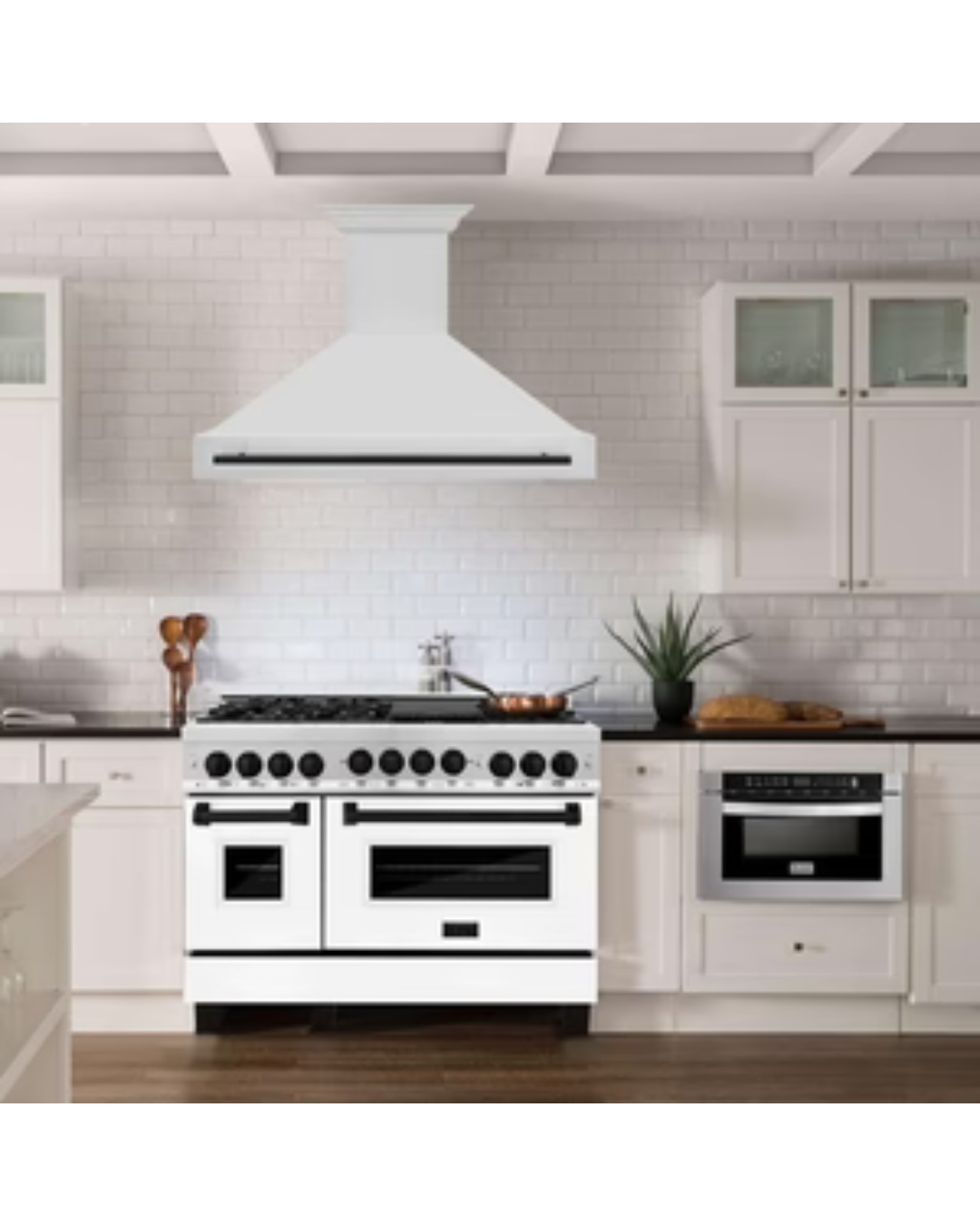 ZLINE Autograph Edition 48 in. Satin Stainless Steel Wall Mount Range Hood with Champagne Bronze Handle (8654SNZ-48-CB)