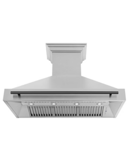 ZLINE Autograph Edition 48 in. Satin Stainless Steel Wall Mount Range Hood with Matte Black Handle (8654SNZ-48-MB)