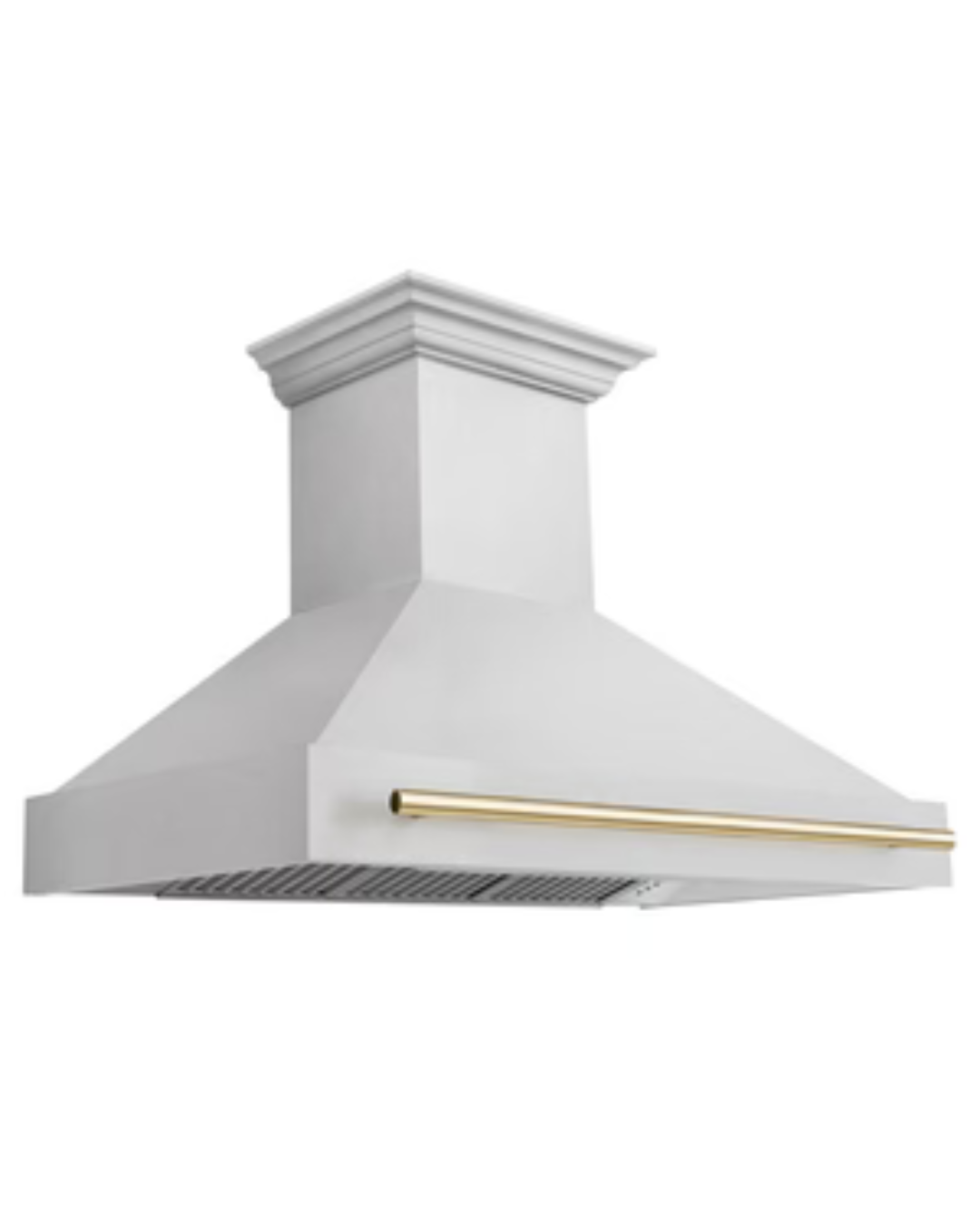 ZLINE Autograph Edition 48 in. Satin Stainless Steel Wall Mount Range Hood with Polished Gold Handle (8654SNZ-48-G)