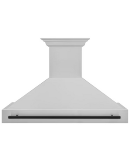 ZLINE Autograph Edition 48 in. Satin Stainless Steel Wall Mount Range Hood with Matte Black Handle (8654SNZ-48-MB)