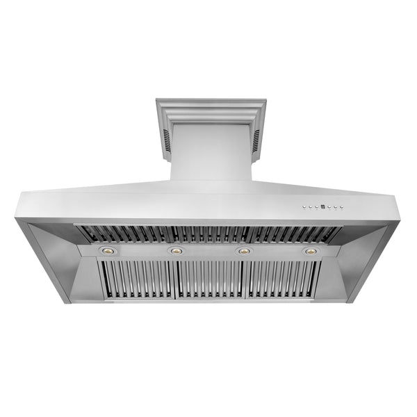 48" ZLINE CrownSound™Ducted Vent Wall Mount Range Hood in Stainless Steel with Built-in Bluetooth Speakers (667CRN-BT-48)