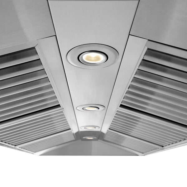 48" ZLINE CrownSound™Ducted Vent Wall Mount Range Hood in Stainless Steel with Built-in Bluetooth Speakers (667CRN-BT-48)