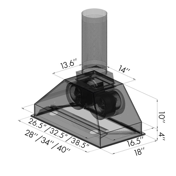 ZLINE (698) Ducted Wall Mount Range Hood Insert in Stainless Steel