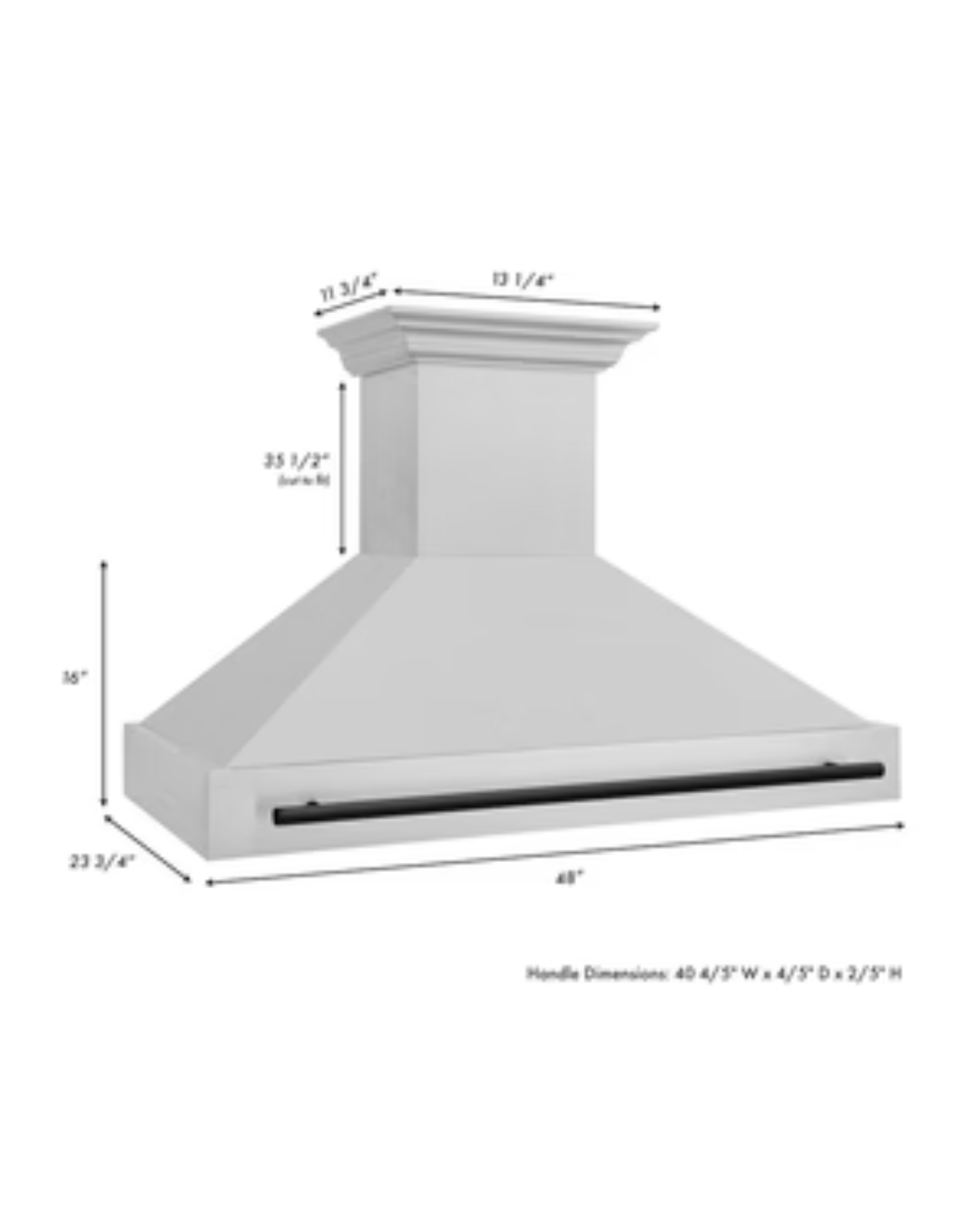 ZLINE Autograph Edition 48 in. Satin Stainless Steel Wall Mount Range Hood with Matte Black Handle (8654SNZ-48-MB)