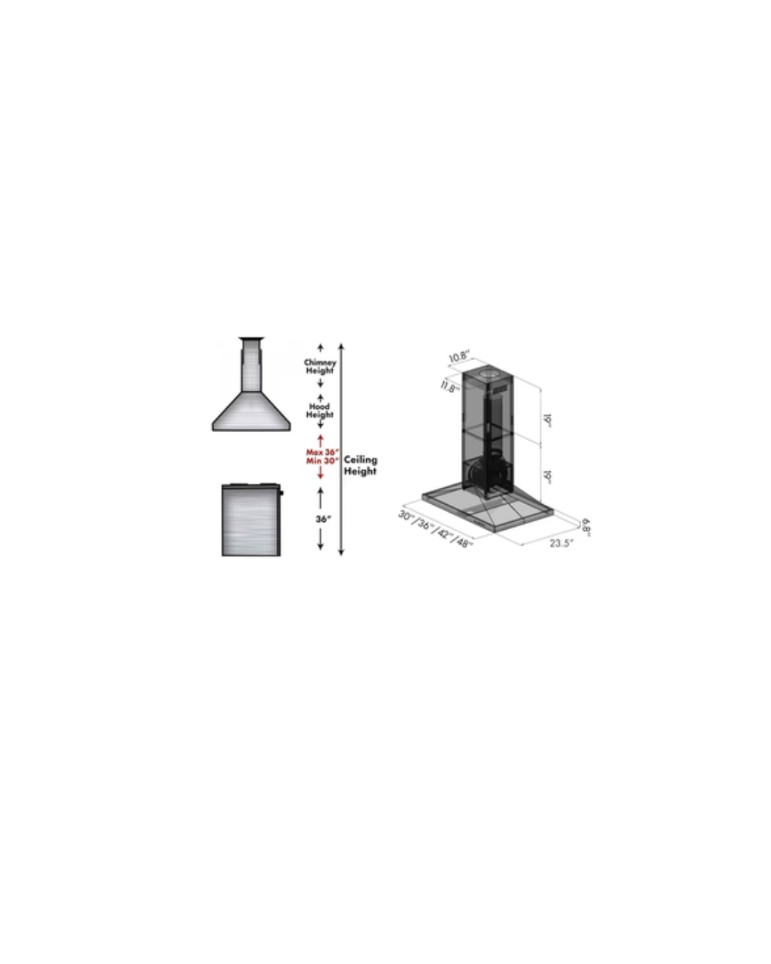 ZLINE 48 in. Convertible Vent Island Mount Range Hood in Stainless Steel (GL2i-48)