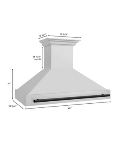 ZLINE Autograph Edition 48 in. Satin Stainless Steel Wall Mount Range Hood with Champagne Bronze Handle (8654SNZ-48-CB)