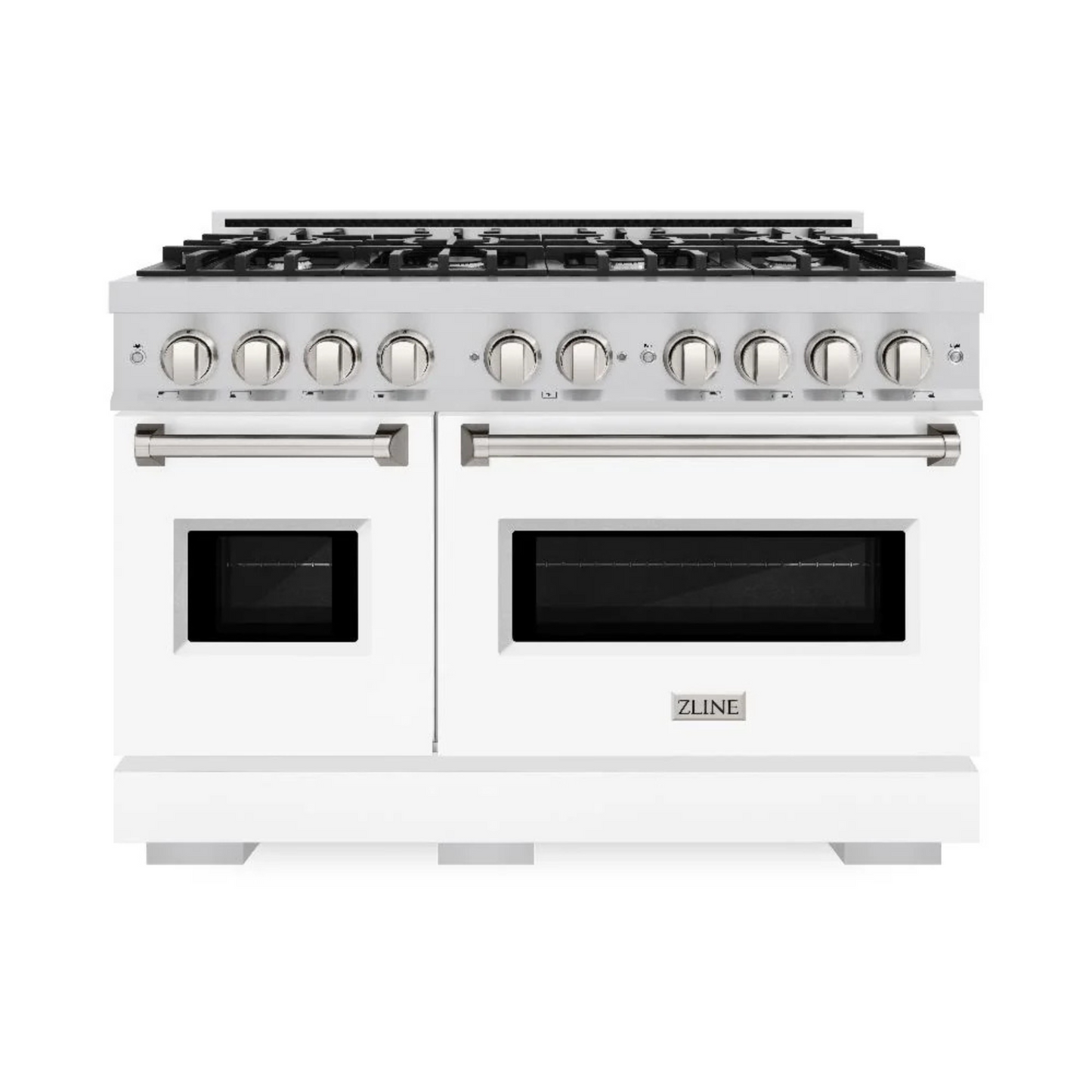 ZLINE 48 in. 6.7 cu. ft. Classic Double Oven Gas Range with 8 Burner Cooktop in Stainless Steel