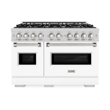 ZLINE 48 in. 6.7 cu. ft. Classic Double Oven Gas Range with 8 Burner Cooktop in Stainless Steel