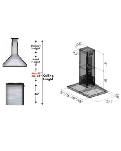 ZLINE 42 in. Convertible Vent Island Mount Range Hood in Stainless Steel (GL2i-42)