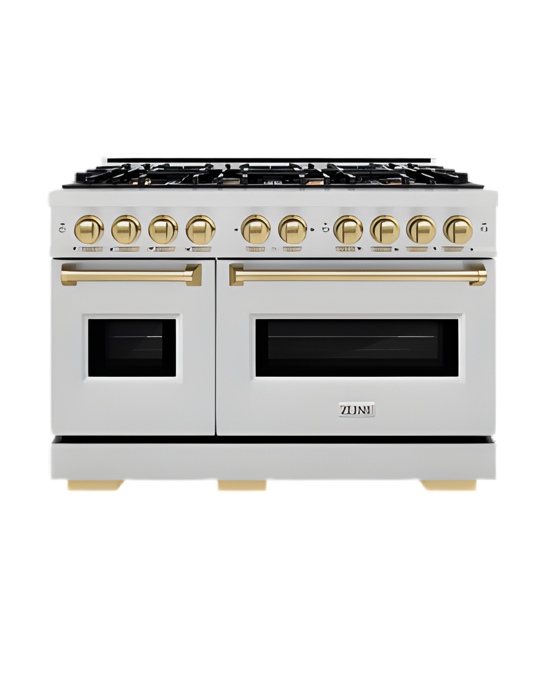48″ ZLINE Autograph Edition Double Oven Gas Range – 8 Burner Cooktop (Champagne Bronze Accents)