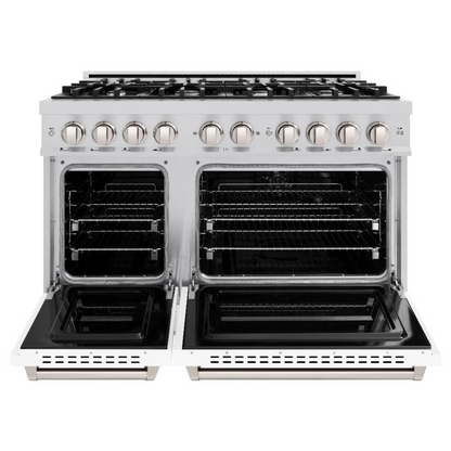 ZLINE 48 in. 6.7 cu. ft. Classic Double Oven Gas Range with 8 Burner Cooktop in Stainless Steel