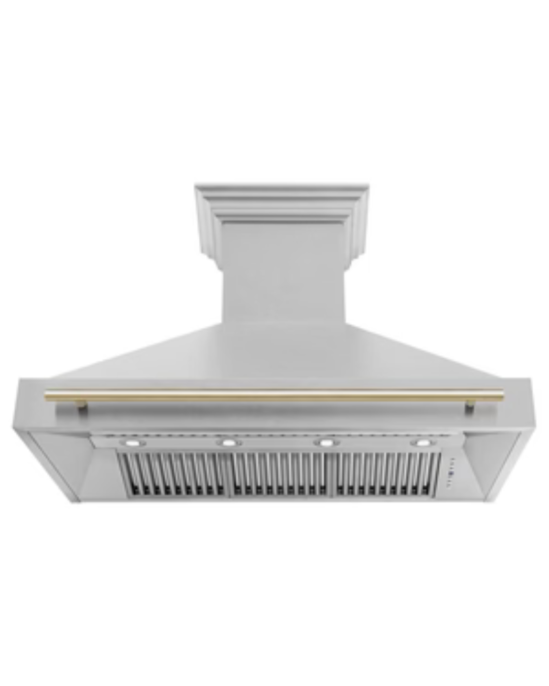 ZLINE Autograph Edition 48 in. Satin Stainless Steel Wall Mount Range Hood with Polished Gold Handle (8654SNZ-48-G)