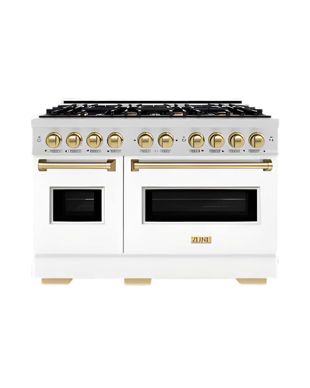 48″ ZLINE Autograph Edition Double Oven Gas Range – 8 Burner Cooktop (Champagne Bronze Accents)