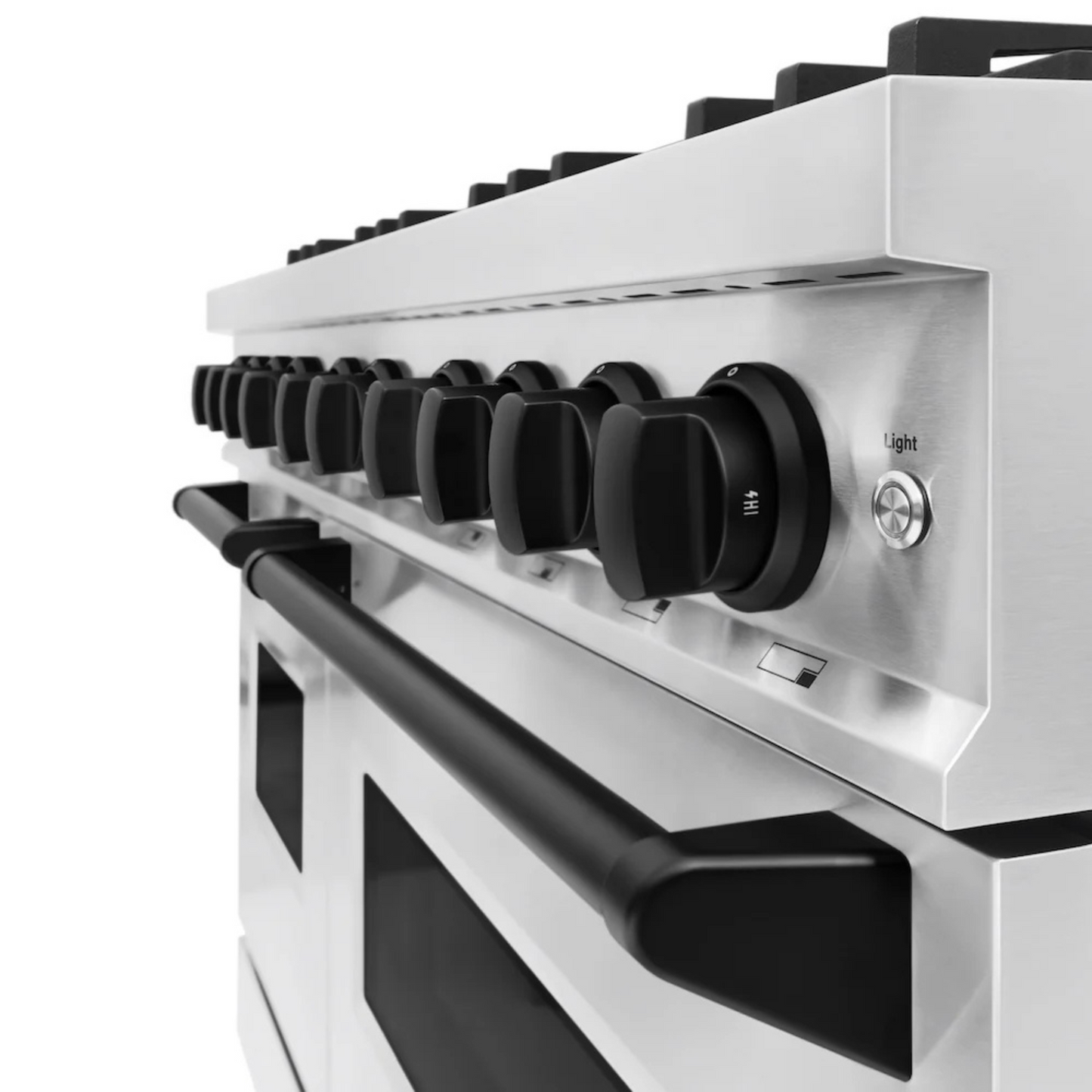 ZLINE Autograph Edition 48 in. 6.7 cu. ft. Classic Double Oven Gas Range with 8 Burner Cooktop in Stainless Steel with Matte Black Accents