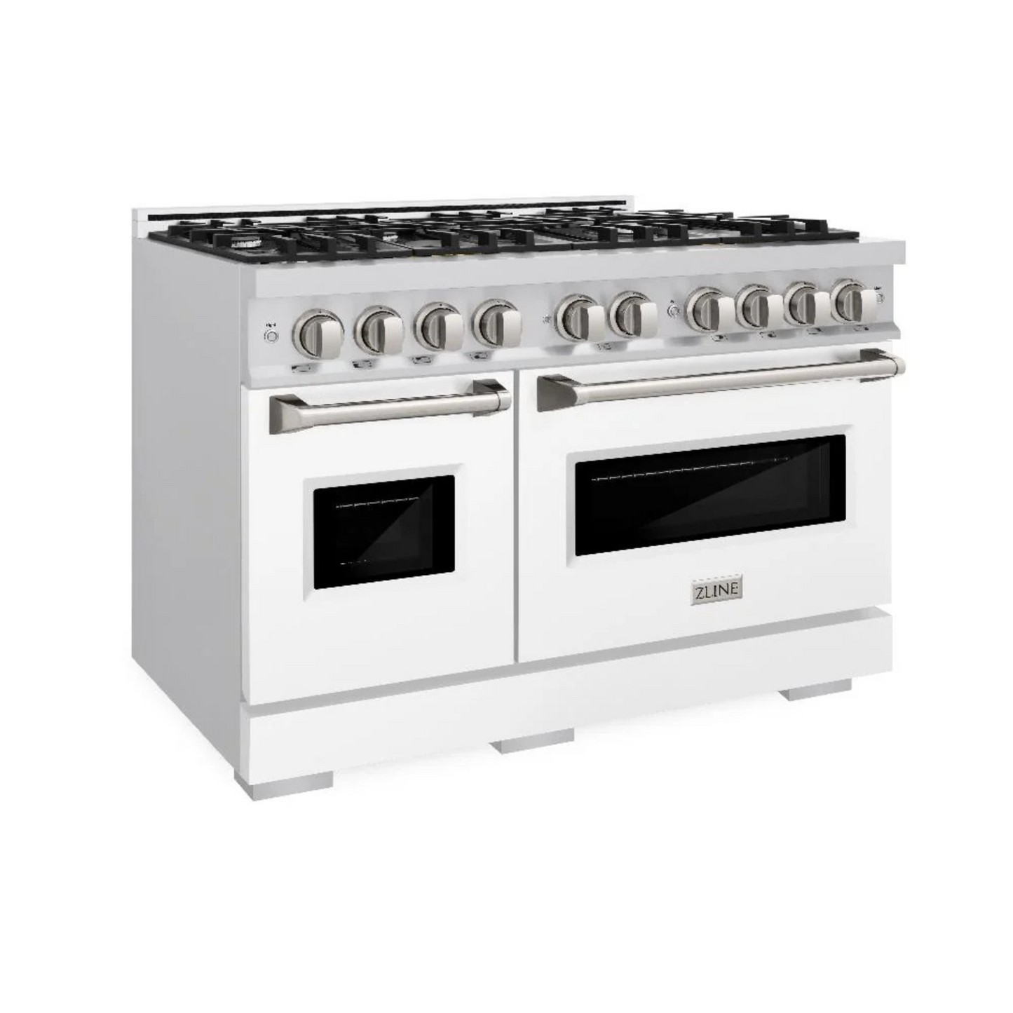 ZLINE 48 in. 6.7 cu. ft. Classic Double Oven Gas Range with 8 Burner Cooktop in Stainless Steel