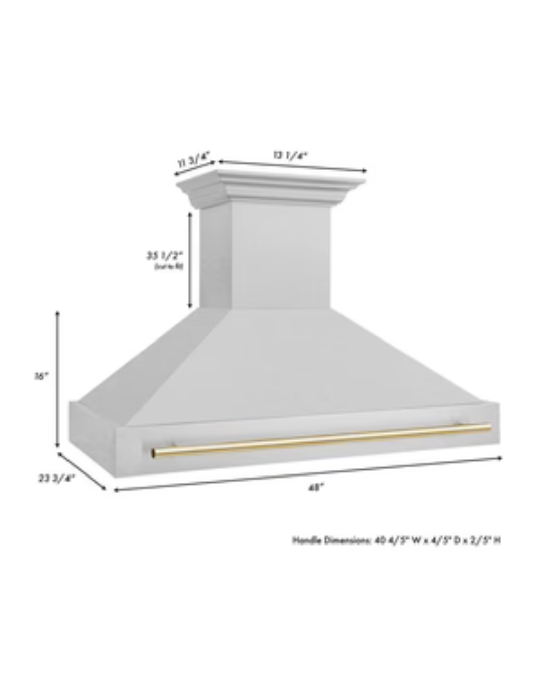 ZLINE Autograph Edition 48 in. Satin Stainless Steel Wall Mount Range Hood with Polished Gold Handle (8654SNZ-48-G)
