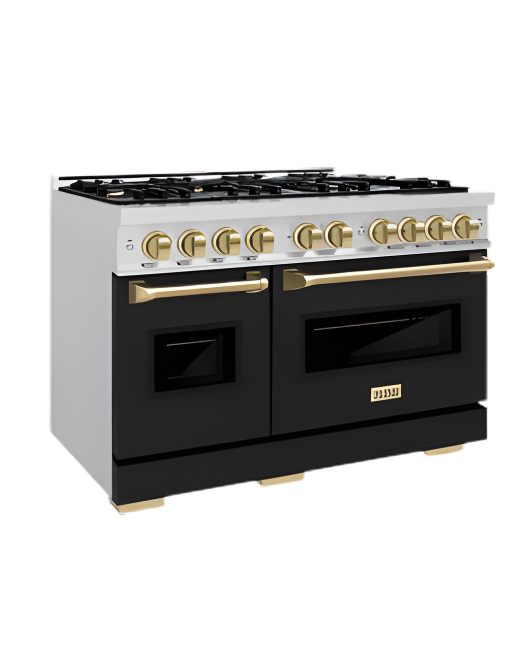48″ ZLINE Autograph Edition Double Oven Gas Range – 8 Burner Cooktop (Champagne Bronze Accents)