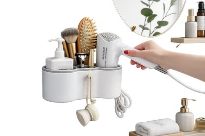 Plastic Bathroom Storage Holder For Bath Hair Dryer Organizer Rack