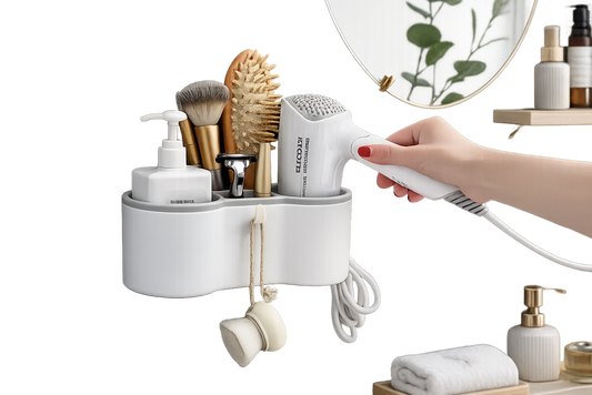 Plastic Bathroom Storage Holder For Bath Hair Dryer Organizer Rack