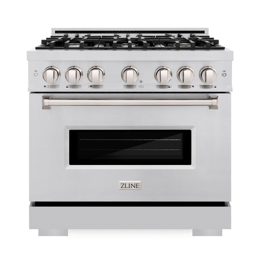 ZLINE 36 in. 5.2 cu. ft. Classic Gas Range with 6 Burner Cooktop and Convection Gas Oven in Stainless Steel (CGR36)